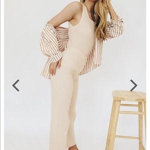 NWOT Autumn antiques ribbed knit set nude